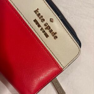 Kate Spade Red and Cream Zip Wallet